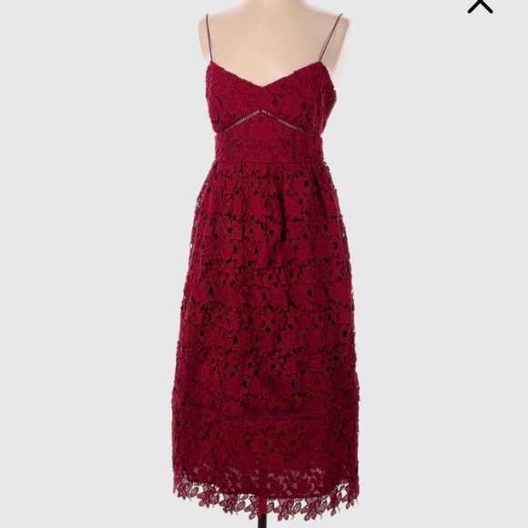 Club Monaco Red Lace Midi Dress - Picture 1 of 3